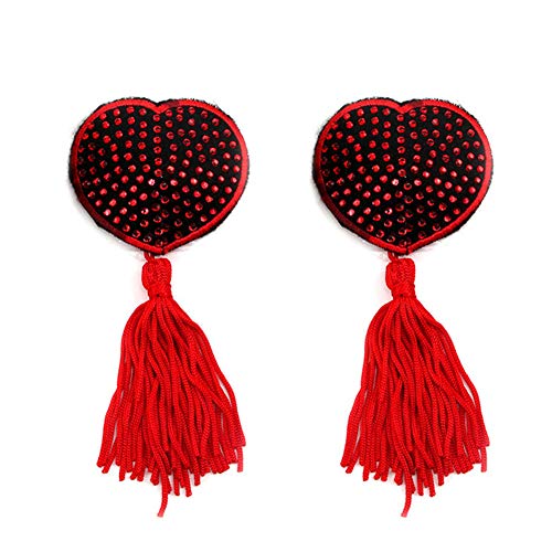 Reusable Rhinestone Silicone Pasties Bra Sexy Breast Petals with Tassel - Thumbnail 4