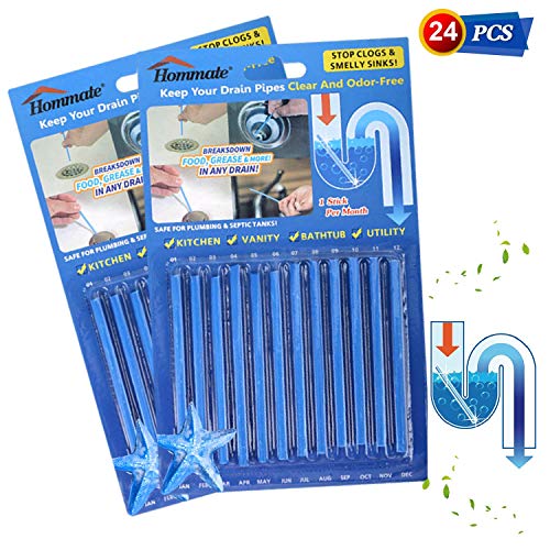 Drain Sticks Drain Stix Drainstix Sink Sticks Drain Cleaner & Deodorizer Sticks for Clogs Keep Odor Free for Kitchen Bathroom Sinks Septic Tank Safe 24 Pcs (Blue Drain Sticks 24Pcs) - Thumbnail 6