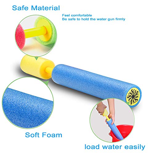 Creatck Water Gun, 4 Pack Water Guns for Kids Soft Foam Water Blaster Summer Pool Toys for Child Adults - Family Game Expert (Ramdon Color Handle)