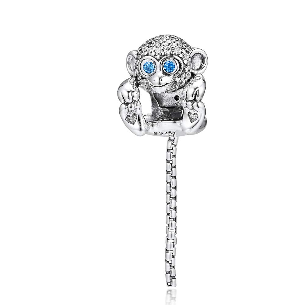 PANDOCCI 2019 Summer Sparkling Monkey Bead 925 Silver DIY Fits for Original Pandora Bracelets Charm Fashion Jewelry