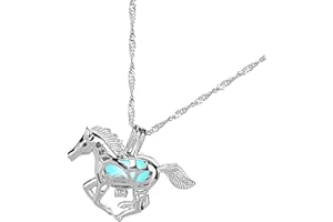 Glow in The Dark Horse Locket Pendant Necklace Luminous Series Fluorescent Charm Necklace