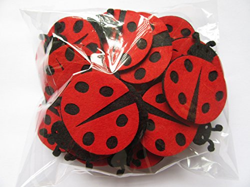 YYCRAFT Pack Of 30 Red 2.5" Large Padded Felt Ladybug Embellishment Appliques