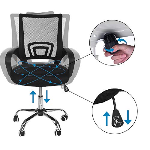 Ergonomic Adjustable Breathable Mesh Office Chair, Black Liftable Home 360-Degree Swivel High Back Net Chair Executive Task Desk Chair Computer Chair Guest Reception Chair(Ordinary or Upgrade) (Ordinary)
