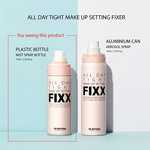 SO NATURAL Face Makeup Setting Finishing Spray (75 ml, 2.5 oz) -"All Day Tight Make Up Setting FIXX" - all day make up makeup setting fixer finishing spray