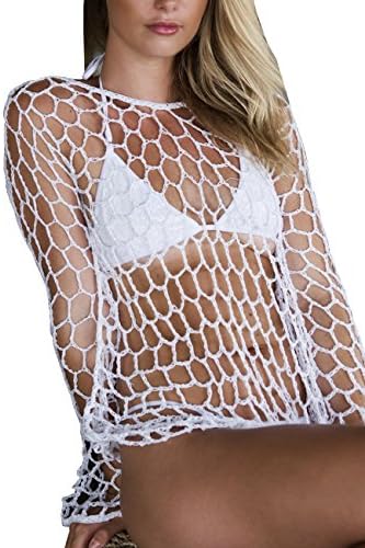 Women¡¯s Bathing Suit Cover up Beach Bikini Swimsuit Swimwear Crochet Dress(US XL,White)