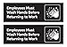 2pcs Employees Must Wash Hands Sign Stickers | Employee Handwashing Signs for Restaurant Commercial Bathroom | Water Resistant Vinyl Self Adhesive Decals, 8.5