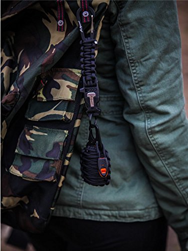 Holtzman’s #1 Best paracord keychain carabiner survival tool (Black Carabiner) - Thumbnail 6