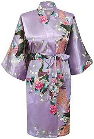 Zarachilable Satin Peacock Floral Robe Silk Robe Bride Bridesmaid Bathrobe