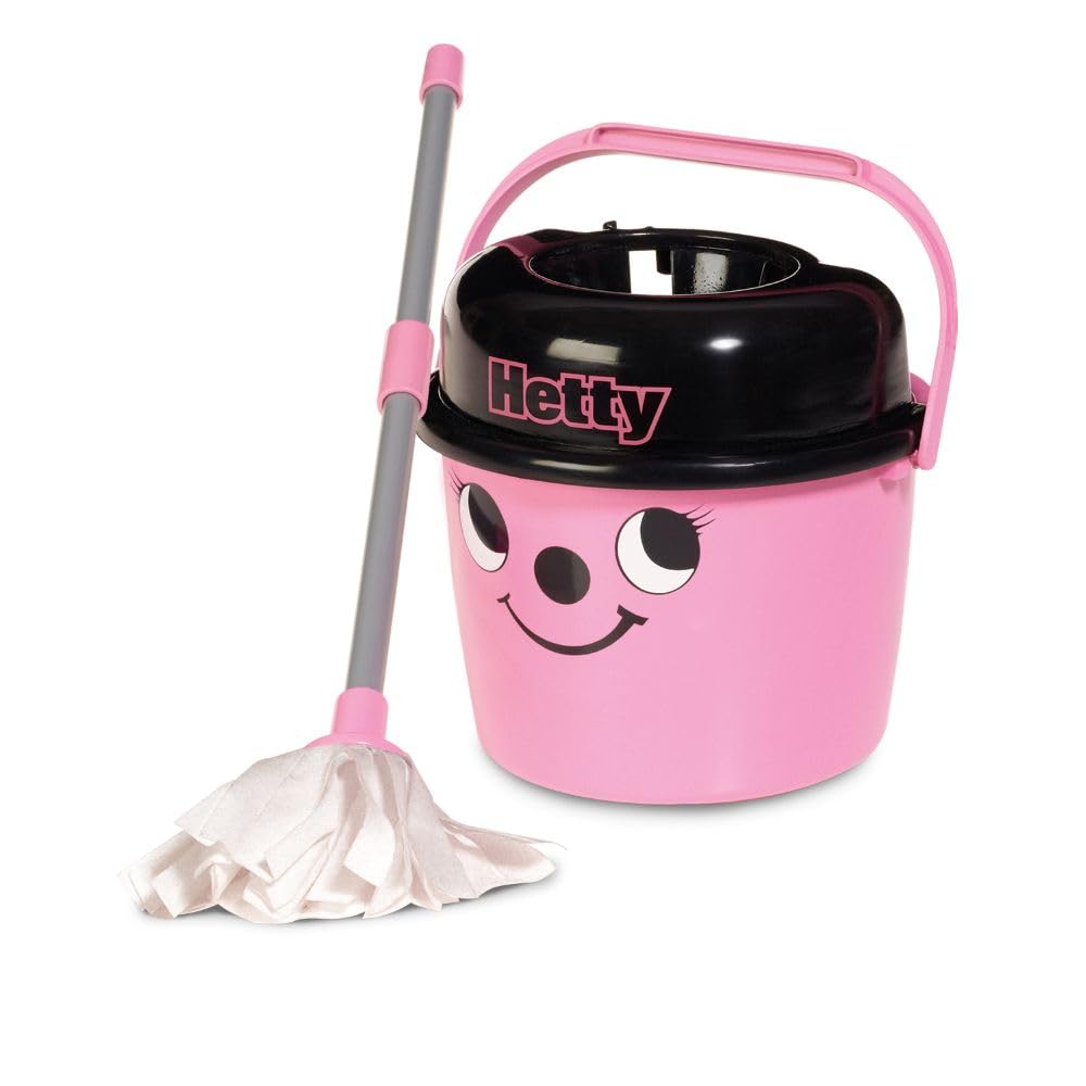 Casdon Hetty Mop & Bucket | Branded Toy Cleaning Set For Children Aged 3+ | Features Hetty’s Cute Face For Lots Of Cleaning Fun!, Pink, 15 x 19.1 x 17.9 cm
