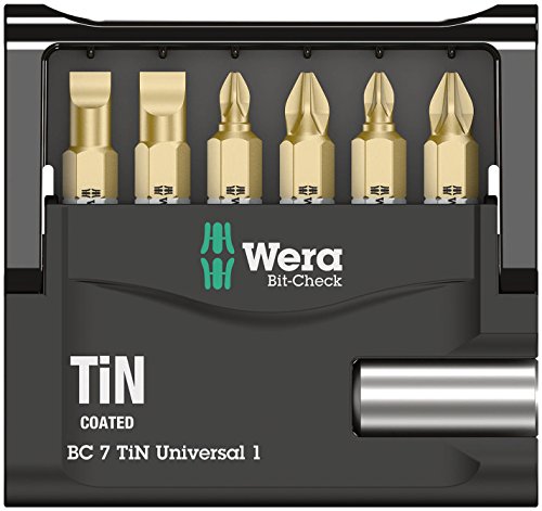Wera Various Mini-Check TiN SB Industrial Bit Set, 7 Piece