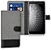 kwmobile Wallet Case Compatible with Xiaomi Redmi Note 4 / Note 4X - Case Fabric and Faux Leather Phone Flip Cover - Grey/Black