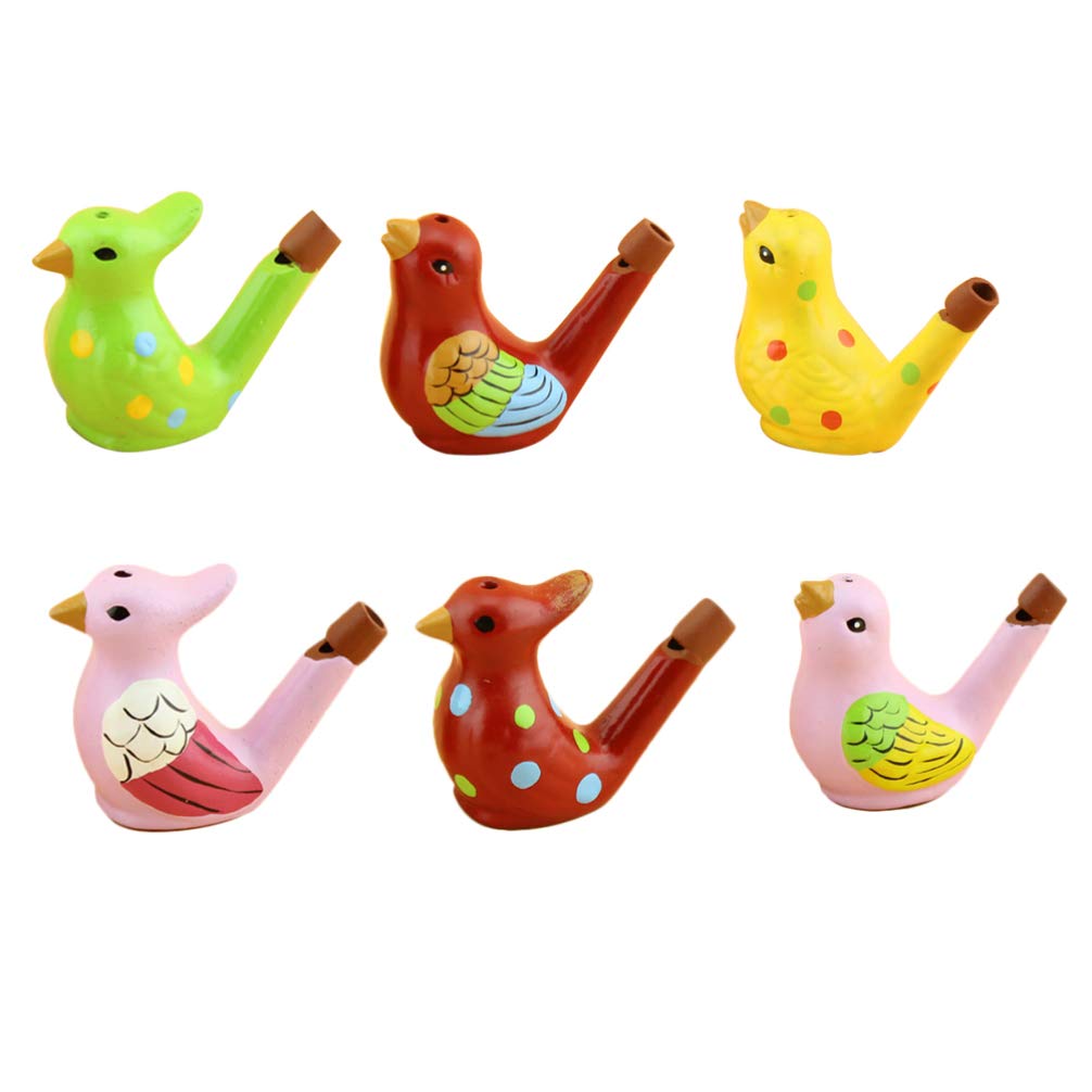 STOBOK 6 Pcs Ceramic Whistles Creative Water Bird Shaped Whistles Toys (Random color)