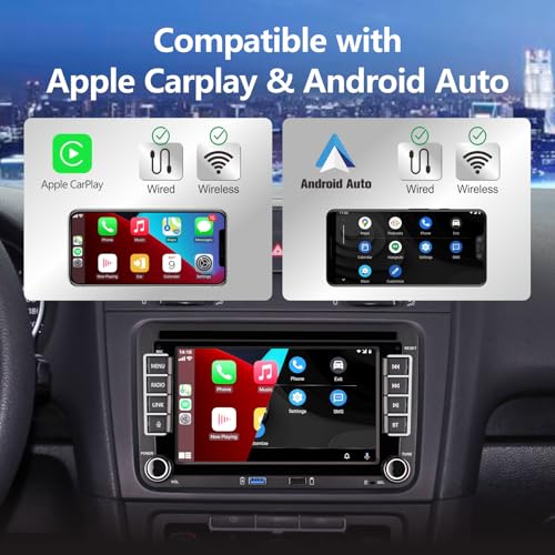 HLLECARMO 7 Inch Car Radio Compatible with iOS/Android Carplay for VW Polo 5 Golf 5 Golf 6 Jetta Passat Touran with Bluetooth/RDS AM FM/DSP EQ/USB/SWC/Mirror Link/Canbus