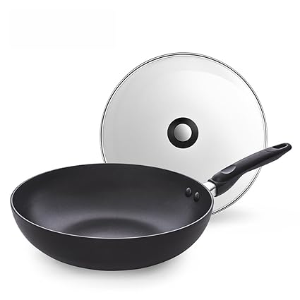 YONGJUN Sartén -30cm Wok De Fondo Plano Antiadherente Hogar ...