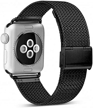 SICCIDEN Compatible with Apple Watch Band 38mm 42mm 40mm 44mm, Magnetic Clasp Stainless Steel Replacement Band Compatible with iWatch Series 4 Series 3 Series 2 Series 1, 44mm 42mm Black