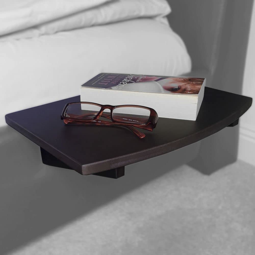 Woodquail Bedside Shelf, Clip on Hanging Shelf, Small Bedside Table, Made of Natural Bamboo (Clips 31mm, Black)