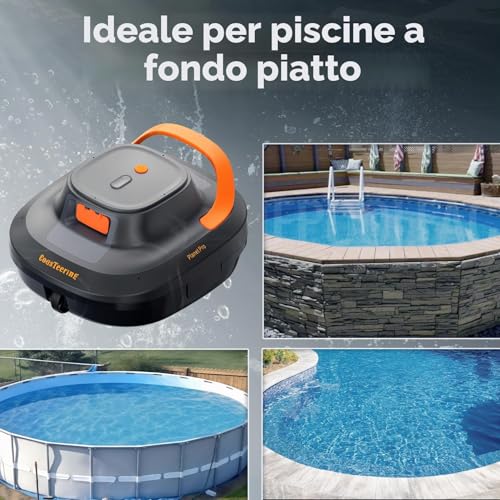CoasTeering Robot Pool Battery, 200 Min Autonomy, 5200 mAh, Suction 140 L/Min, for Salt & Fresh Water, 2 Brushless Motors, Automatic Cleaner for Pools up to 120 m²