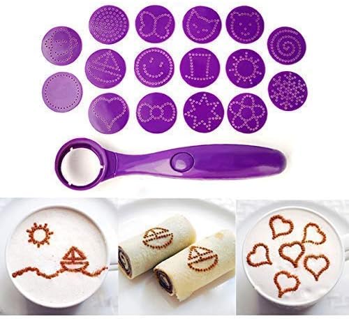 UNIQUE ICON New Coffee Tools 16 Style Electrical Latte Art Stencils Coffee Magic Spice Spoon Carving Spoon Baking Pastry Tool Cake Mold