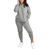 HBQ Two Piece Outfits For Women Casual Long Sleeve Sweatsuits Jogger Tracksuits Lounge Sets With Pockets