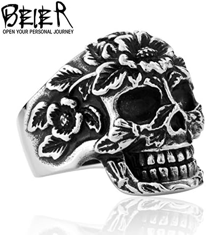 Rainy Today Ring Handmade Flower Garden Skull Ring New Style Pretty Jewelry Ring US Size 8 9 10 11 12 13BR8325 13.0