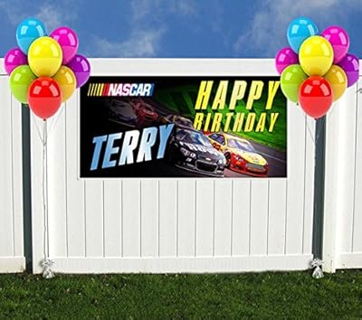 Sports Cars NASCAR Racing Birthday Banner Personalized Party Backdrop
