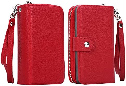 iPhone 7 Wallet Case, GWLuck Purse Cases with Card Slots and Detachable Slim Magnetic Cover PU Leather Folio Flip Case with Strap for Apple iPhone 7 For Women Girls Mens (Red)