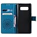 A-slim Galaxy Note 8 Wallet Case, (TM) Sun Pattern Embossed PU Leather Magnetic Flip Cover Card Holders & Hand Strap Wallet Purse Case for Samsung Galaxy Note 8 - Blue