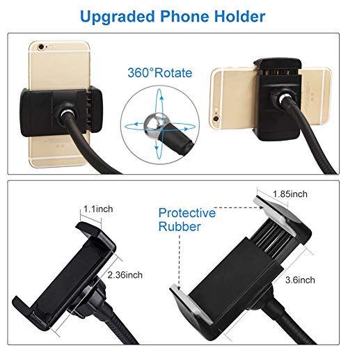 WEIHAO Selfie Ring Light with Cell Phone Holder Stand for Live Stream and Makeup Including Selfie Remote Shutter, Lazy Bracket with Flexible Arms for iPhone Android Smartphone - Thumbnail 3