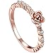BOHG Jewelry Women's 18k Rose Gold Plated Cubic Zirconia CZ Flower Eternity Ring Engagement Wedding Band