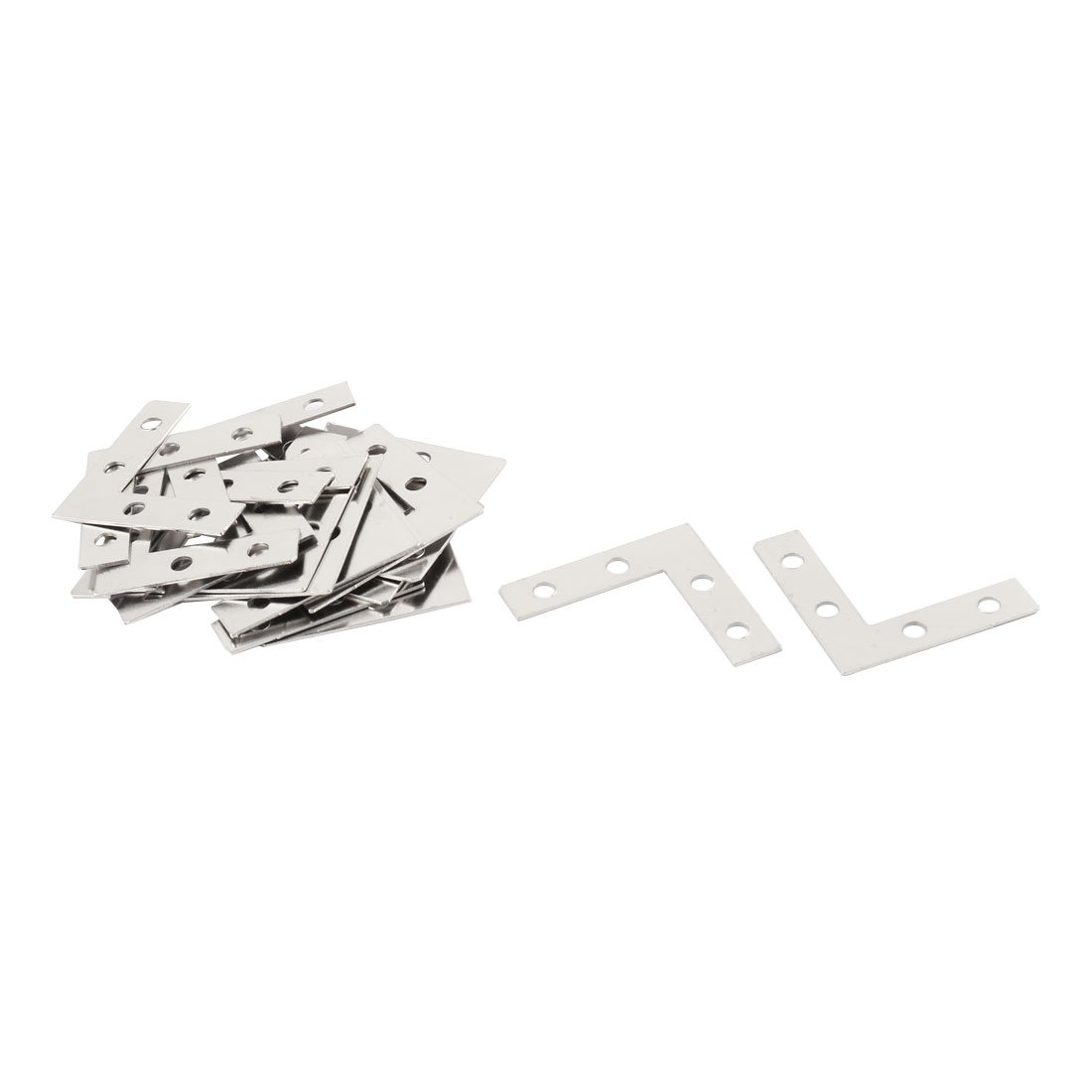 Sourcingmap Metal Family L Shaped Fixing Support Corner Angle Bracket Flat Repair Plate 20pcs