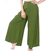 LOFBAZ Women's Wide Leg Palazzo Pants Yoga Lounge Hippie Harem Flowy Trousers
