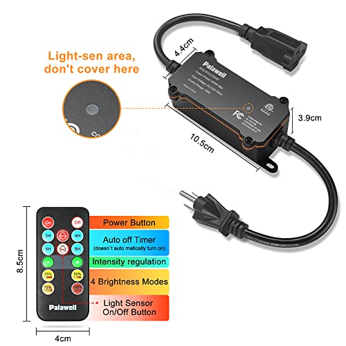 Outdoor Dimmer, 600W Outdoor Dimmer for String Lights, 100FT Remote