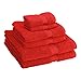 Superior Egyptian Cotton Pile 6 Piece Towel Set, Includes 2 Bath, 2 Hand, 2 Face Towels/Washcloths, Ultra Soft Luxury Towels, Thick Plush Essentials, Guest Bath, Spa, Hotel Bathroom, Red