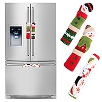 OurWarm Christmas Fridge Handle Covers Set of 3, Santa Snowman Fridge Door Handle Cover Kitchen Appliance Handle Covers for Christmas Decorations