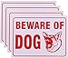 RAM-PRO Beware Of Dog Sign 9 x 12 Inch - 4 Pack