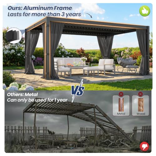 SUNVIVI OUTDOOR 12x16 Aluminum Pergola Review: Adjustable Louvered Roof with Curtains image 29