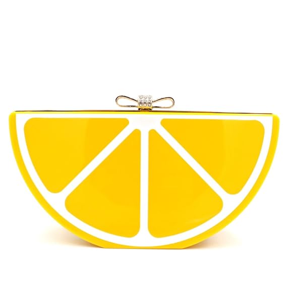 1950s Handbags, Purses, and Evening Bag Styles Women Acrylic Lemon Evening Bags Purses Clutch Vintage Banquet Handbag $13.60 AT vintagedancer.com