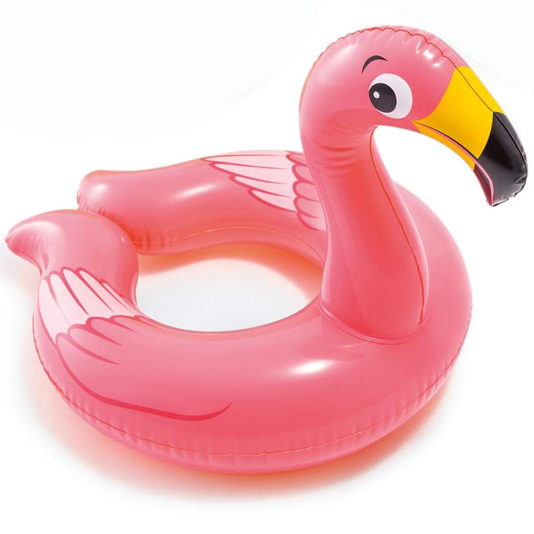 Warenhandel König Water Swimming Ring Swimming Ring Swimming Aid Toy for Bathing Splashing Play Animal Head Various Designs (Flamingo)