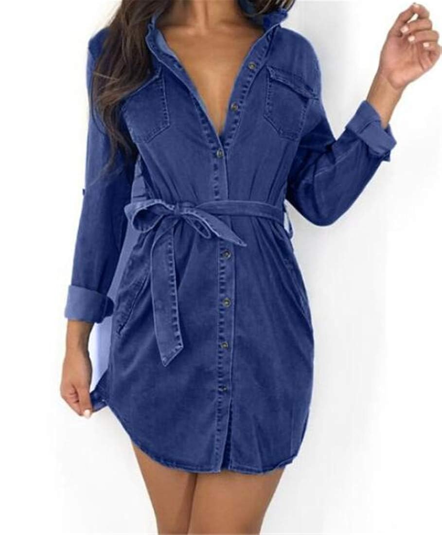 tie front denim dress