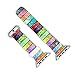 Viwell Compatible with iWatch Band 42mm 44mm, Floral Leather Band Replacement Strap for iWatch Series 5, Series 4,Series 3,Series 2,Series 1,Sport, Edition Retro Colorful Horizontal Stripes