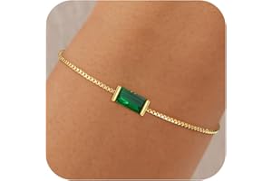 Fezodo Birthstone Gold Bracelets for Women Girls Non Tarnish - Trendy Dainty 14K Gold Plated Bracelet Friendship CZ Bracelets Anniversary Birthday Gifts for Mom Girlfriend