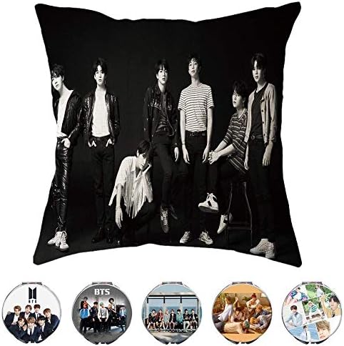 YEeyuTrwd BTS Love Yourself 結 Answer Kpop BTS Pillow Case BTS Bangtan Boys Double-Sided Love Yourself Pillow Cover and A Makeup Mirror with Random Colors(W02)
