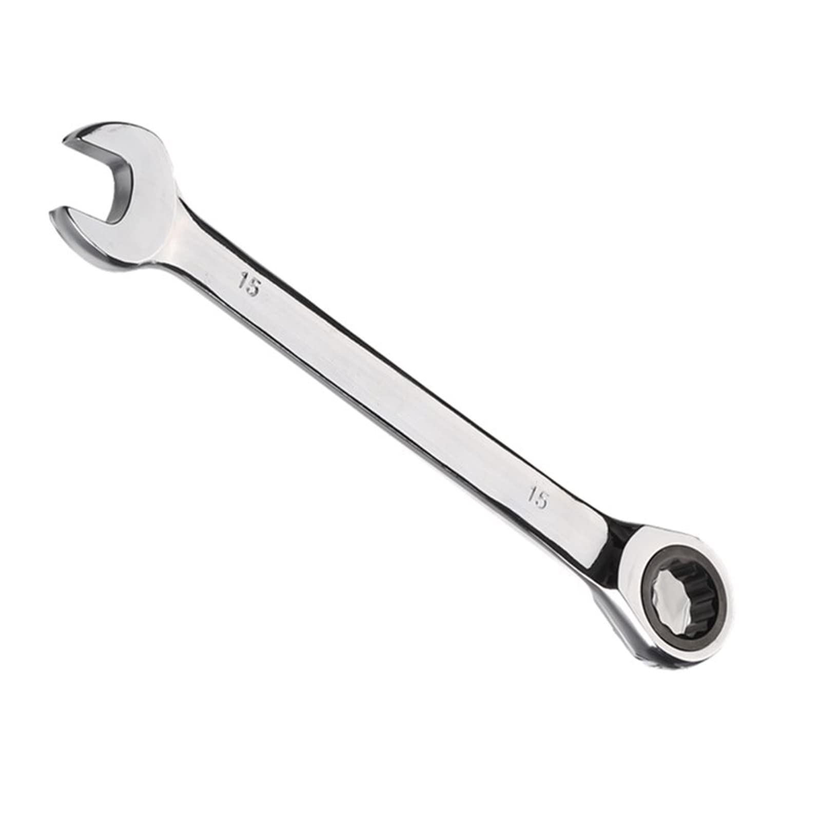 Vokenforu 15mm Ratchet Spanner, Ratcheting Combination Wrench, Hardened Chrome Vanadium Steel Open End Spanner Metric