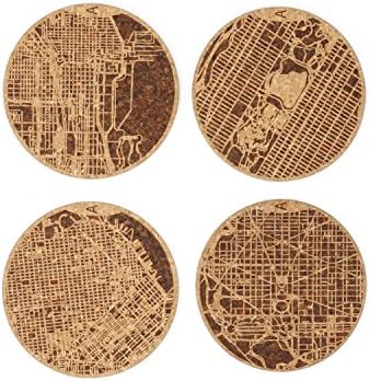 Aminimal Urban Gridded Coaster Mixed Set Washington DC, New York, San Francisco, Chicago