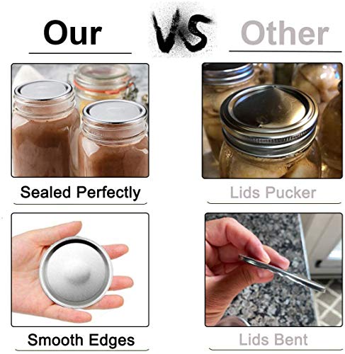 Mason Jar Lids,Regular Mouth Canning Lids, Canning Jar Lids with Silicone Seals Rings，Split-Type Lids Leak Proof and Secure Canning Jar Caps (Regular Mouth,12PCS)