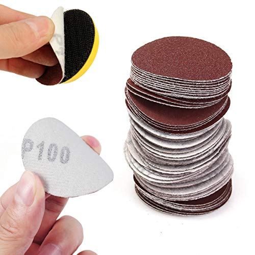 Saiper 120pcs 2 Inch Sanding Discs Pad Kit with 1/4” Shank Backing Pad + Soft Sponge Buffering Pad for Drill Grinder Rotary Tools Includes 60-2000 Grit Sandpapers, 12 different grits