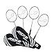 Jinque 4-Player Badminton Rackets Set of 4 Beginners Practice Racket Badminton Lightweight Racquets with Carrying Bag for Adults, Kids - Training and Entertainment