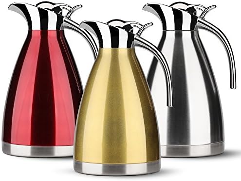 HOMKO Vacuum Insulated Carafe - 51 oz Stainless Steel Thermal Carafe / 8 cup Thermal Coffee Carafe / 12 Hour Heat Retention (Gold)