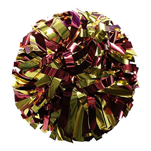 Danzcue 6 Inches Metallic Cheerleading Pom Pom with Baton Handle Pack
