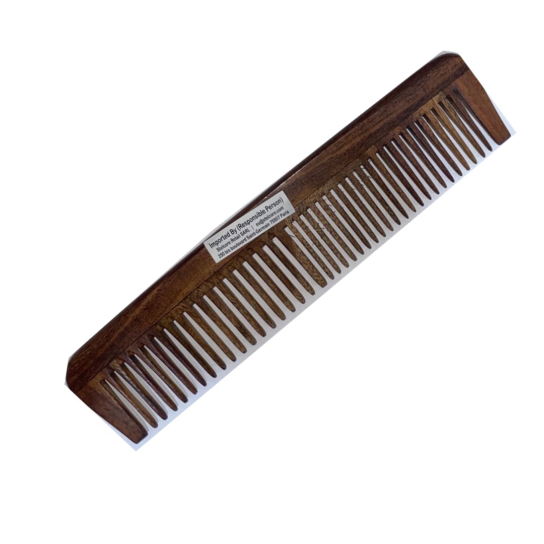 SVATV HANDCRAFTED ROSEWOOD COMB FOR DETANGLING HAIR FOR THICK, CURLY AND WAVY HAIR, NON-STATIC AND ECO-FRIENDLY WITH WIDE TOOTH FOR GROOMING HAIR COMB - (S-78A)